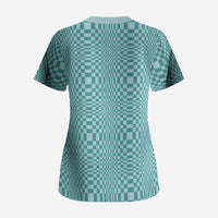 Cyan Filipino Binakol Motifs Scrub Top Mabuhay Philippines Festival Kusikus Pattern LT14 - Polynesian Pride