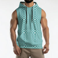 Cyan Filipino Binakol Motifs Sleeveless Hoodie Mabuhay Philippines Festival Kusikus Pattern LT14 - Polynesian Pride