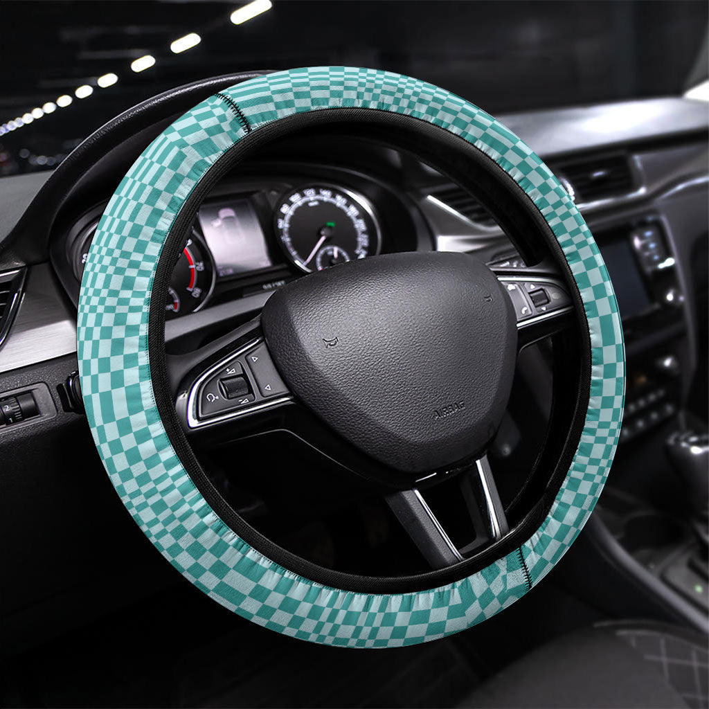 Cyan Filipino Binakol Motifs Steering Wheel Cover Mabuhay Philippines Festival Kusikus Pattern LT14 Universal Fit Cyan - Polynesian Pride