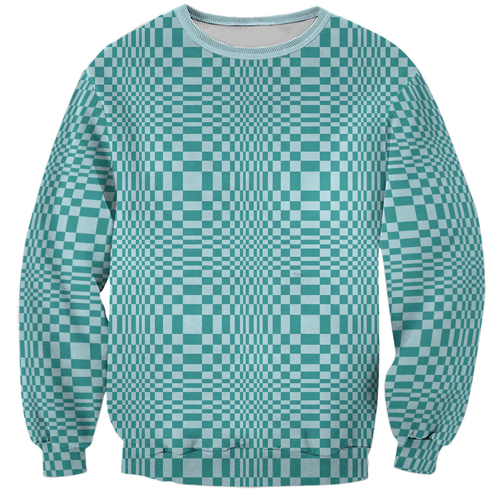Cyan Filipino Binakol Motifs Sweatshirt Mabuhay Philippines Festival Kusikus Pattern LT14 Unisex Cyan - Polynesian Pride