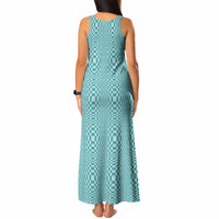 Cyan Filipino Binakol Motifs Tank Maxi Dress Mabuhay Philippines Festival Kusikus Pattern LT14 - Polynesian Pride