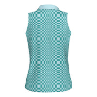 Cyan Filipino Binakol Motifs Women Sleeveless Polo Shirt Mabuhay Philippines Festival Kusikus Pattern LT14 - Polynesian Pride