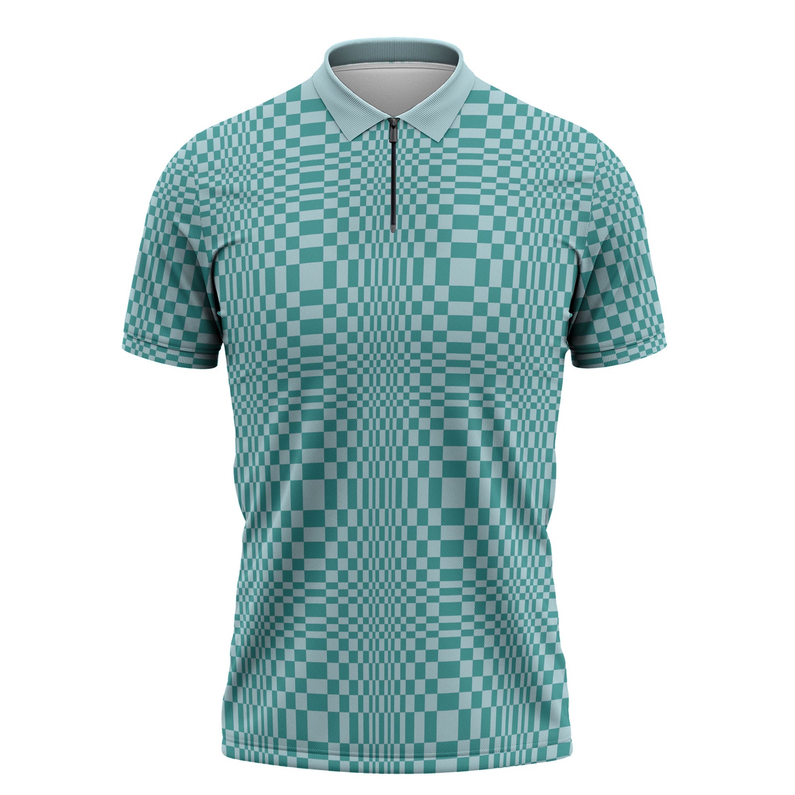 Cyan Filipino Binakol Motifs Zipper Polo Shirt Mabuhay Philippines Festival Kusikus Pattern