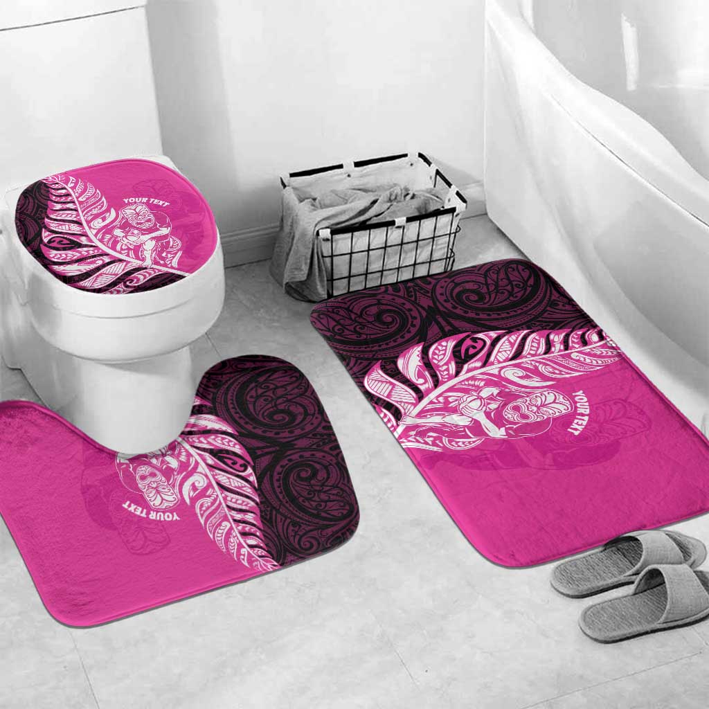 New Zealand Silver Fern Rugby Custom Bathroom Set All Black Maori Pattern Pink - Polynesian Pride