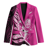 New Zealand Silver Fern Rugby Custom Blazer All Black Maori Pattern Pink - Polynesian Pride