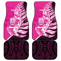 New Zealand Silver Fern Rugby Custom Car Mats All Black Maori Pattern Pink - Polynesian Pride