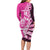 New Zealand Silver Fern Rugby Custom Family Matching Long Sleeve Bodycon Dress and Hawaiian Shirt All Black Maori Pattern Pink - Polynesian Pride