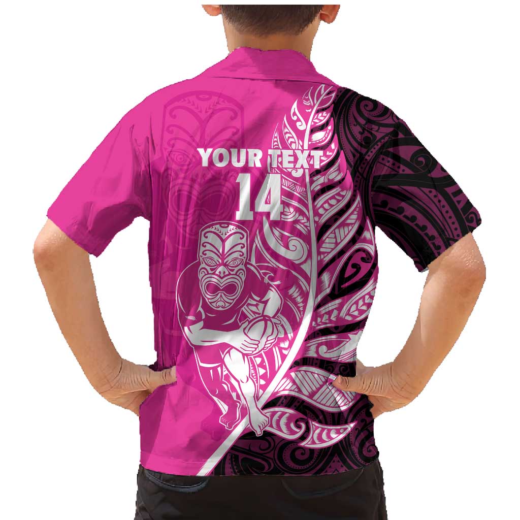 New Zealand Silver Fern Rugby Custom Family Matching Mermaid Dress and Hawaiian Shirt All Black Maori Pattern Pink - Polynesian Pride