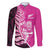 New Zealand Silver Fern Rugby Custom Family Matching Short Sleeve Bodycon Dress and Hawaiian Shirt All Black Maori Pattern Pink - Polynesian Pride