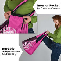 New Zealand Silver Fern Rugby Custom Grocery Bag All Black Maori Pattern Pink - Polynesian Pride