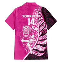 New Zealand Silver Fern Rugby Custom Hawaiian Shirt All Black Maori Pattern Pink - Polynesian Pride