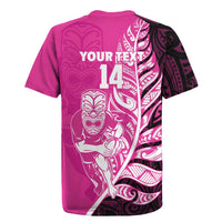 New Zealand Silver Fern Rugby Custom Rugby Jersey All Black Maori Pattern Pink - Polynesian Pride