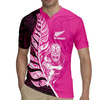 New Zealand Silver Fern Rugby Custom Rugby Jersey All Black Maori Pattern Pink - Polynesian Pride