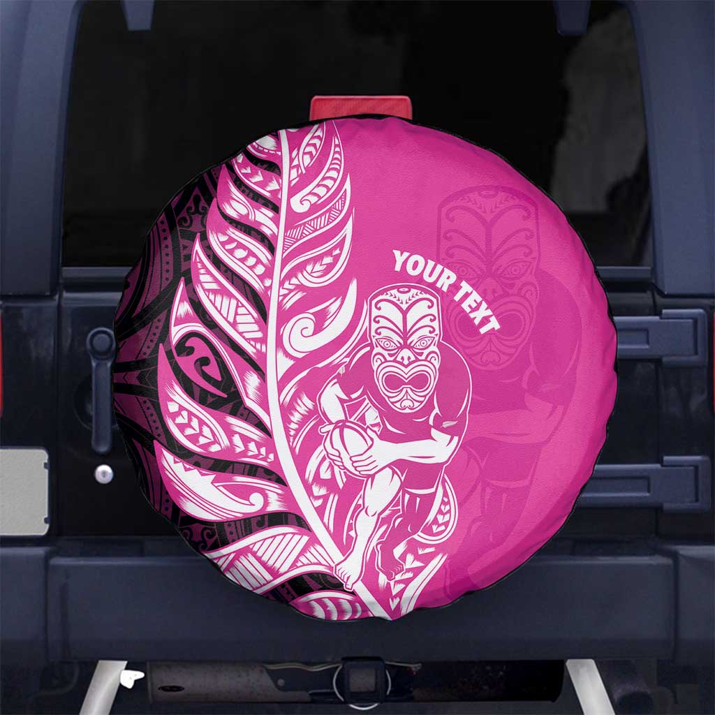 New Zealand Silver Fern Rugby Custom Spare Tire Cover All Black Maori Pattern Pink - Polynesian Pride