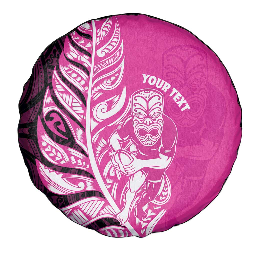 New Zealand Silver Fern Rugby Custom Spare Tire Cover All Black Maori Pattern Pink - Polynesian Pride