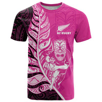 New Zealand Silver Fern Rugby Custom T Shirt All Black Maori Pattern Pink - Polynesian Pride