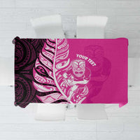 New Zealand Silver Fern Rugby Custom Tablecloth All Black Maori Pattern Pink - Polynesian Pride