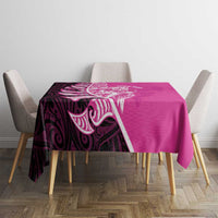 New Zealand Silver Fern Rugby Custom Tablecloth All Black Maori Pattern Pink - Polynesian Pride