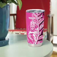 New Zealand Silver Fern Rugby Custom Tumbler Cup All Black Maori Pattern Pink - Polynesian Pride