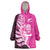 New Zealand Silver Fern Rugby Custom Wearable Blanket Hoodie All Black Maori Pattern Pink - Polynesian Pride