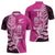 New Zealand Silver Fern Rugby Custom Zipper Polo Shirt All Black Maori Pattern Pink - Polynesian Pride