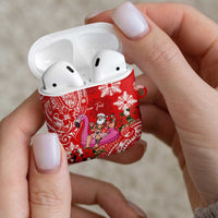 Personalized Hawaii Christmas AirPods Case Mele Kalikimaka Chilling Shaka Santa Flamingo LT14 - Polynesian Pride