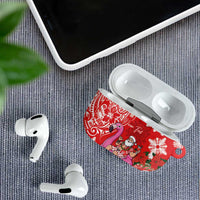 Personalized Hawaii Christmas AirPods Case Mele Kalikimaka Chilling Shaka Santa Flamingo LT14 - Polynesian Pride