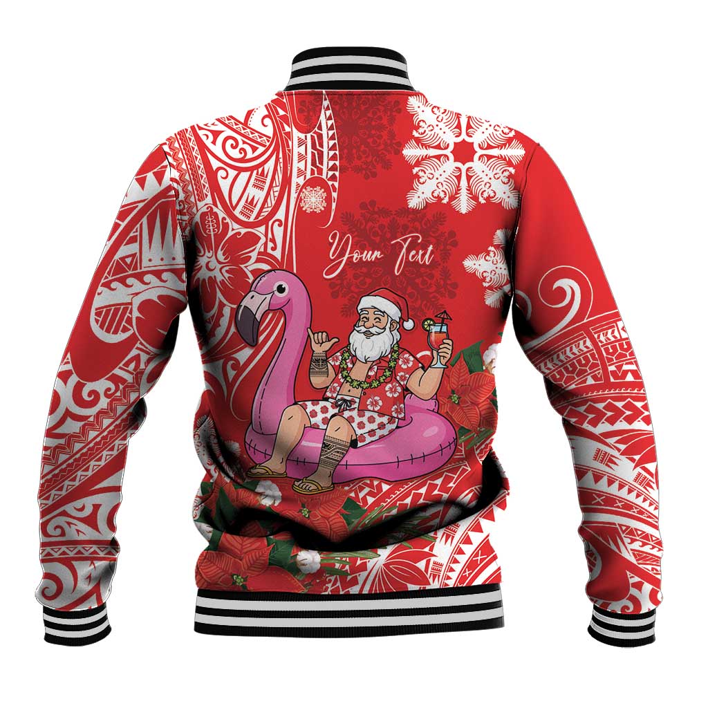 Personalized Hawaii Christmas Baseball Jacket Mele Kalikimaka Chilling Shaka Santa Flamingo LT14 - Polynesian Pride