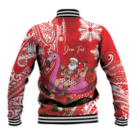 Personalized Hawaii Christmas Baseball Jacket Mele Kalikimaka Chilling Shaka Santa Flamingo LT14 - Polynesian Pride