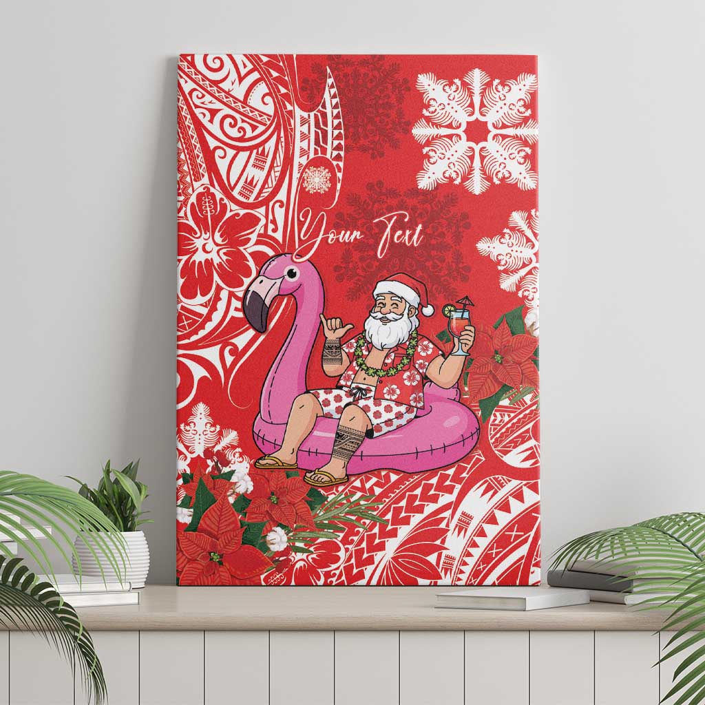 Personalized Hawaii Christmas Canvas Wall Art Mele Kalikimaka Chilling Shaka Santa Flamingo LT14 - Polynesian Pride