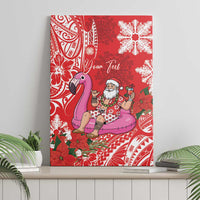 Personalized Hawaii Christmas Canvas Wall Art Mele Kalikimaka Chilling Shaka Santa Flamingo LT14 - Polynesian Pride