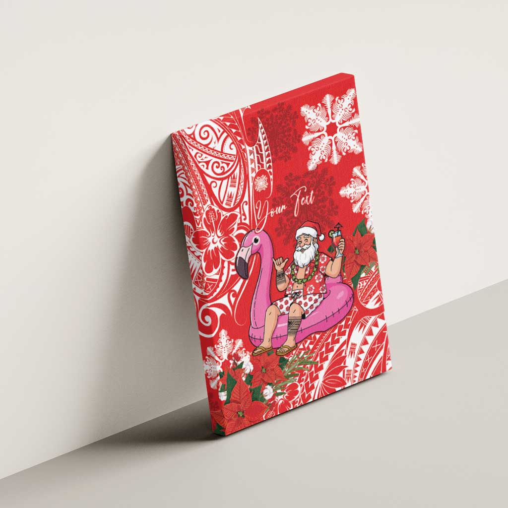 Personalized Hawaii Christmas Canvas Wall Art Mele Kalikimaka Chilling Shaka Santa Flamingo LT14 - Polynesian Pride