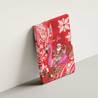 Personalized Hawaii Christmas Canvas Wall Art Mele Kalikimaka Chilling Shaka Santa Flamingo LT14 - Polynesian Pride