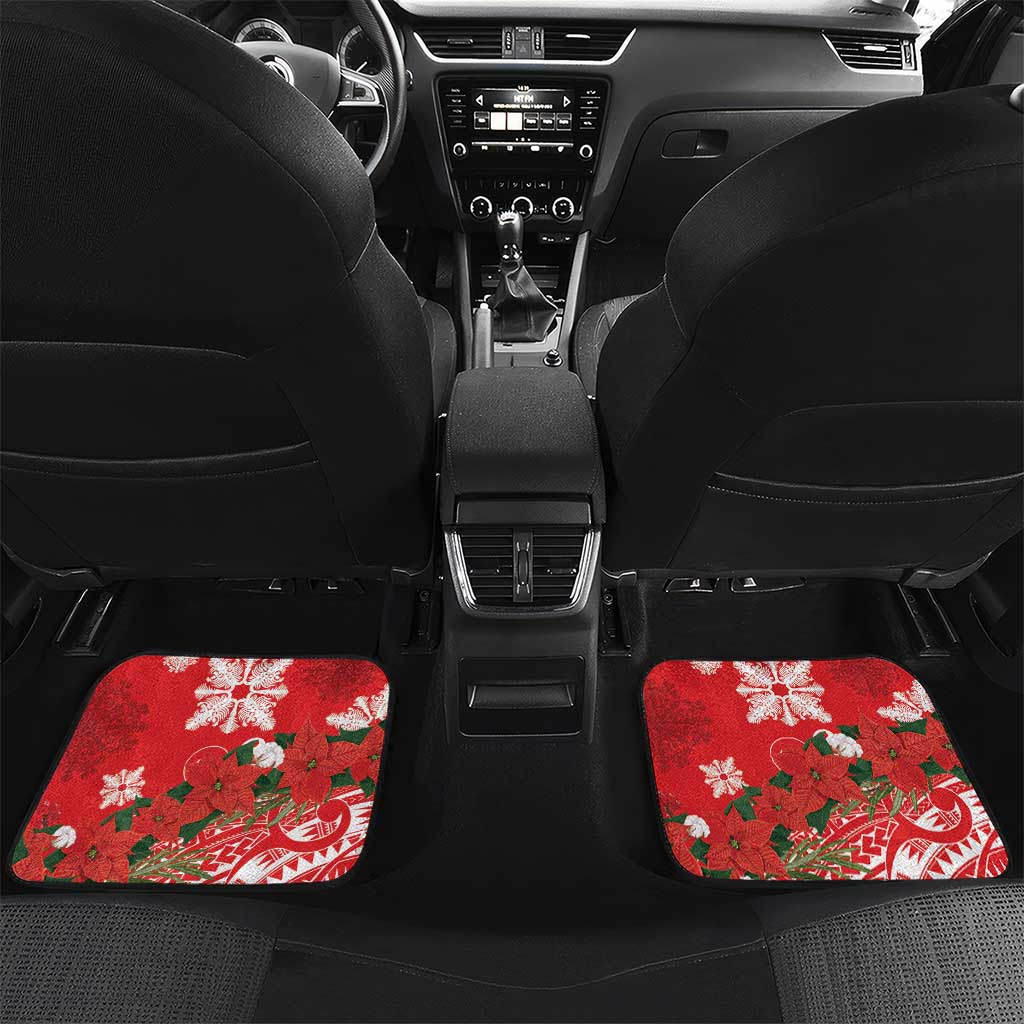 Personalized Hawaii Christmas Car Mats Mele Kalikimaka Chilling Shaka Santa Flamingo - Polynesian Pride