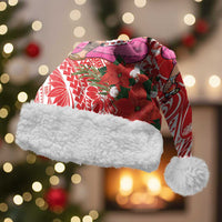 Personalized Hawaii Christmas Santa Hat Mele Kalikimaka Chilling Shaka Santa Flamingo LT14 With Fur Red - Polynesian Pride