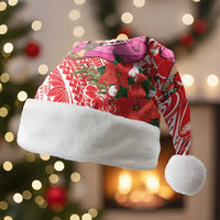 Personalized Hawaii Christmas Santa Hat Mele Kalikimaka Chilling Shaka Santa Flamingo LT14 Without Fur Red - Polynesian Pride