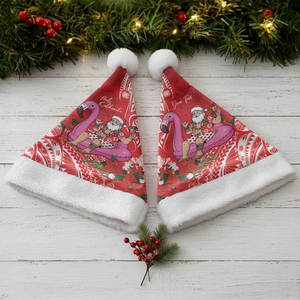 Personalized Hawaii Christmas Santa Hat Mele Kalikimaka Chilling Shaka Santa Flamingo LT14 - Polynesian Pride