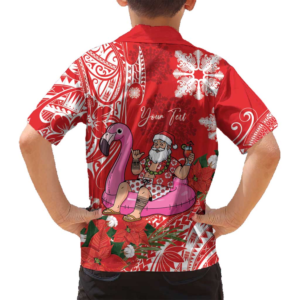 Personalized Hawaii Christmas Family Matching Long Sleeve Bodycon Dress and Hawaiian Shirt Mele Kalikimaka Chilling Shaka Santa Flamingo - Polynesian Pride
