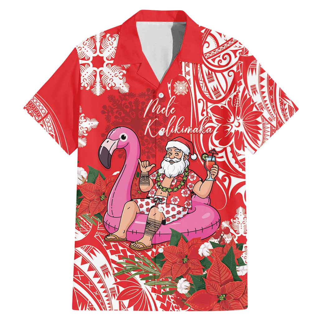 Personalized Hawaii Christmas Family Matching Mermaid Dress and Hawaiian Shirt Mele Kalikimaka Chilling Shaka Santa Flamingo - Polynesian Pride
