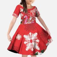 Personalized Hawaii Christmas Family Matching Off Shoulder Maxi Dress and Hawaiian Shirt Mele Kalikimaka Chilling Shaka Santa Flamingo - Polynesian Pride