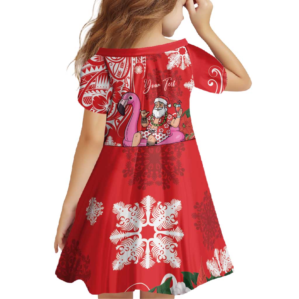 Personalized Hawaii Christmas Family Matching Summer Maxi Dress and Hawaiian Shirt Mele Kalikimaka Chilling Shaka Santa Flamingo - Polynesian Pride