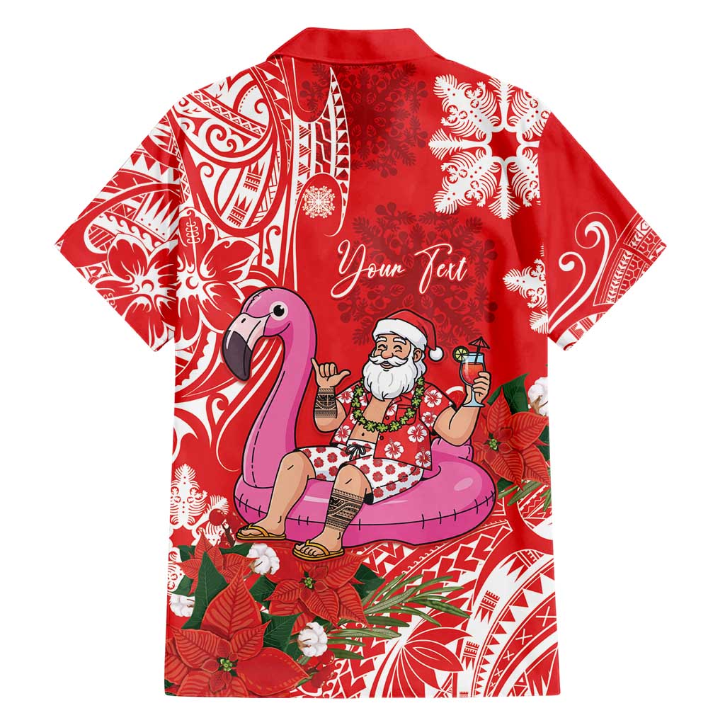 Personalized Hawaii Christmas Hawaiian Shirt Mele Kalikimaka Chilling Shaka Santa Flamingo - Polynesian Pride