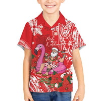 Personalized Hawaii Christmas Hawaiian Shirt Mele Kalikimaka Chilling Shaka Santa Flamingo - Polynesian Pride