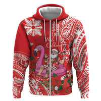 Personalized Hawaii Christmas Hoodie Mele Kalikimaka Chilling Shaka Santa Flamingo - Polynesian Pride