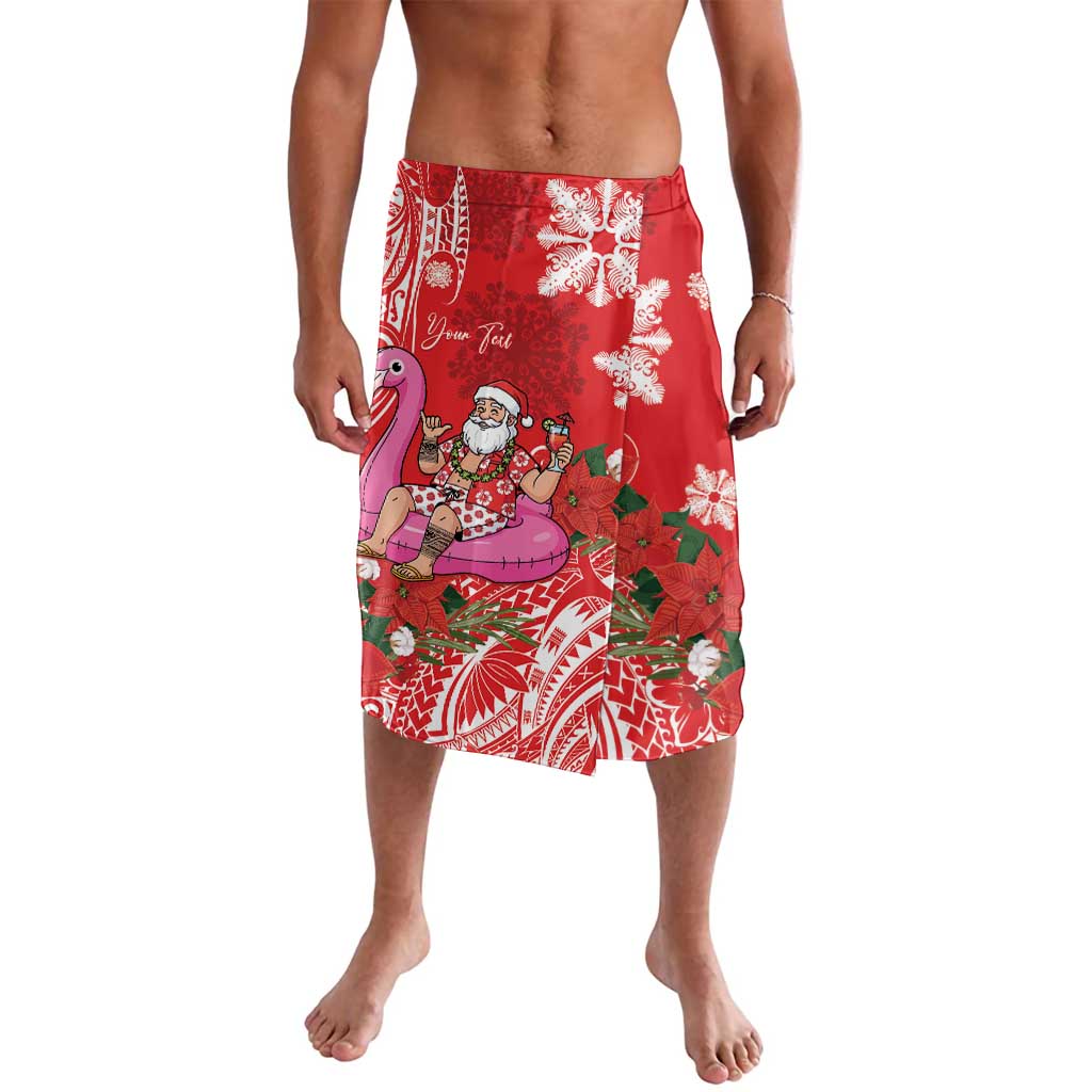 Personalized Hawaii Christmas Lavalava Mele Kalikimaka Chilling Shaka Santa Flamingo - Polynesian Pride