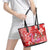 Personalized Hawaii Christmas Leather Tote Bag Mele Kalikimaka Chilling Shaka Santa Flamingo - Polynesian Pride
