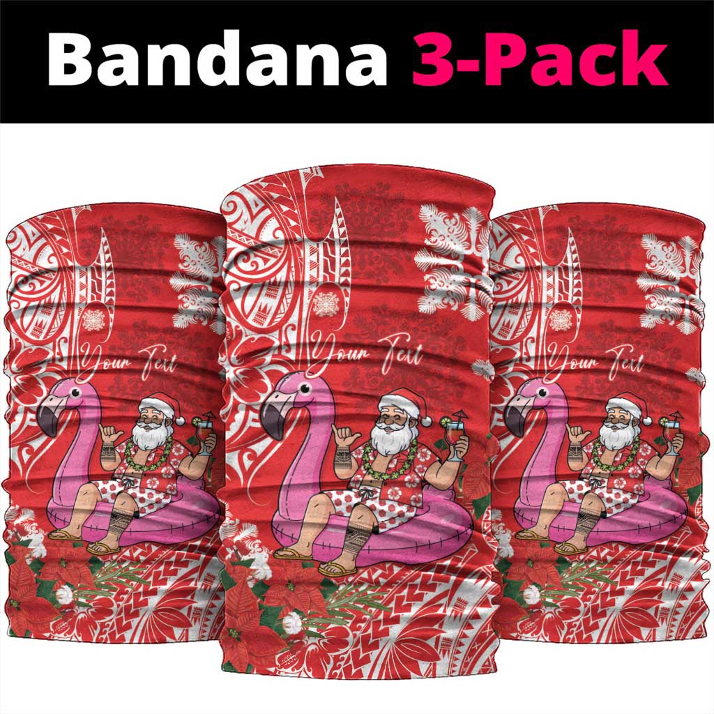 Personalized Hawaii Christmas Neck Gaiter Mele Kalikimaka Chilling Shaka Santa Flamingo - Polynesian Pride