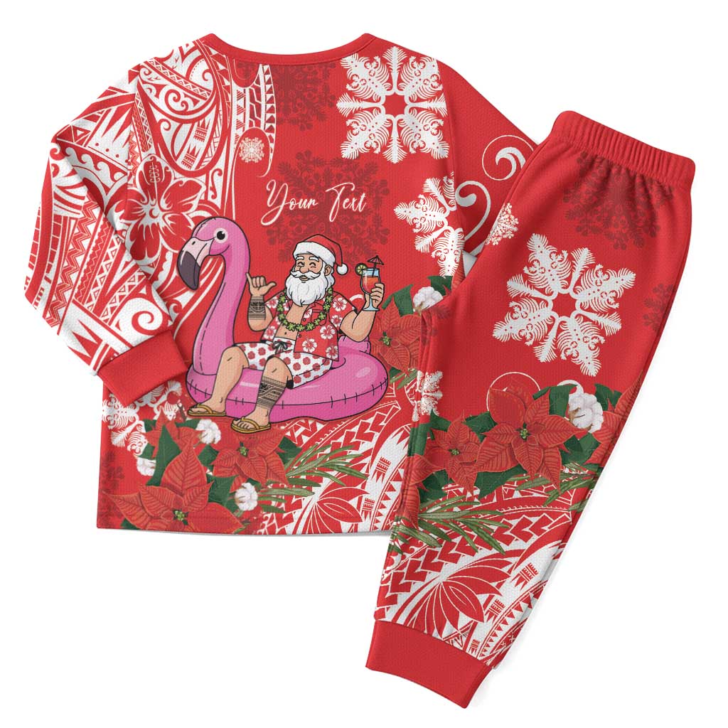 Personalized Hawaii Christmas Pajama Set Mele Kalikimaka Chilling Shaka Santa Flamingo LT14 - Polynesian Pride