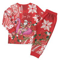 Personalized Hawaii Christmas Pajama Set Mele Kalikimaka Chilling Shaka Santa Flamingo LT14 - Polynesian Pride