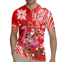 Personalized Hawaii Christmas Rugby Jersey Mele Kalikimaka Chilling Shaka Santa Flamingo LT14 - Polynesian Pride